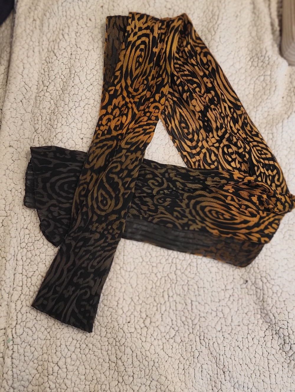 Black and Mustard Abstract Pattern Scarf